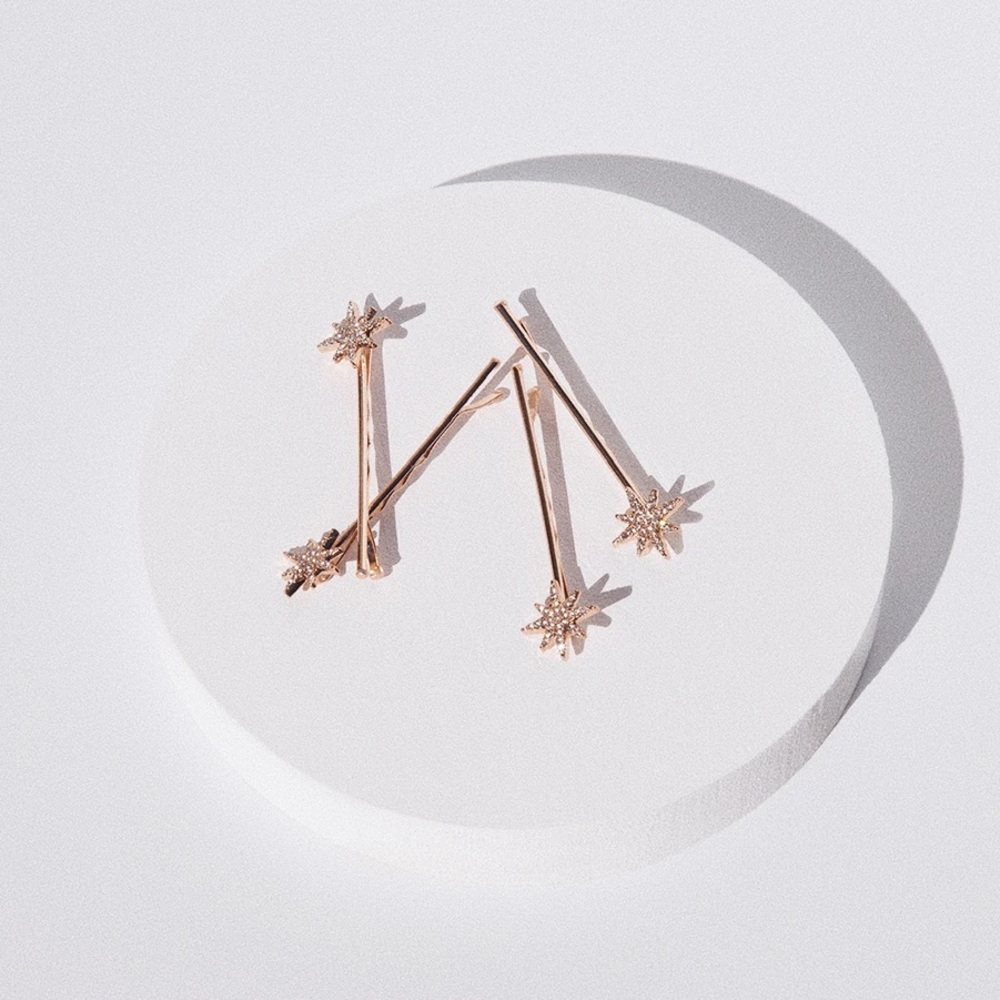Set of 12 Golden Star Bobby Pins
